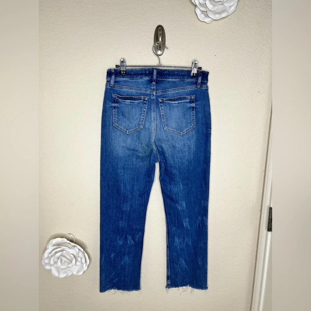 NTM: LOFT High Rise Straight Crop Jeans Medium Wash Distressed Raw Hem Size 27 - Picture 9 of 16